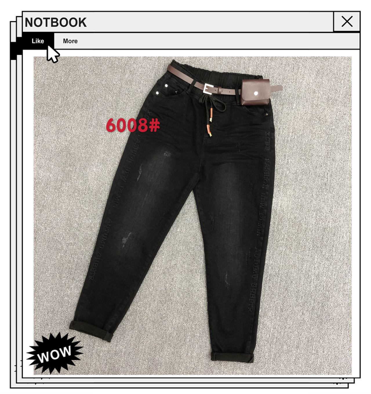 Denim sample 10: black cropped jeans with a raw hem