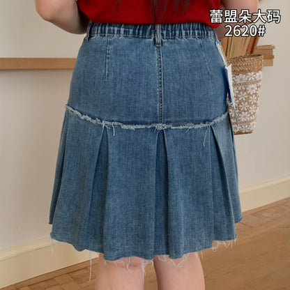 Pleated Denim Skirt - 2620